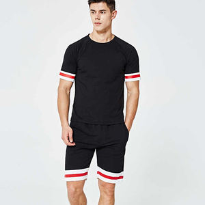 ชุดกีฬาผู้ชายฤดูร้อนปี 2025 เสื้อยืดแขนสั้นผ้าถักสีพื้น ระบายอากาศได้ดี สั่งทำสีได้ 100% - Product Image 1