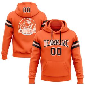Custom Stitched <b>Orange</b> Brown-White Football Pullover Sweatshirt <b>Hoodie</b> - Product Image 1