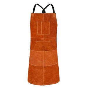 Delantal de soldadura de cuello bajo de cuero genuino, resistente y reutilizable para trabajos de herrero con llama/calor/abrasión - Product Image 6