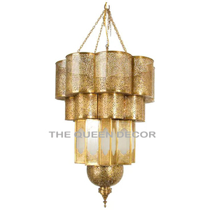 Elegante diseño moderno Aluminio Metal Forma única Chapado en oro Textura martillada Candelabros marroquíes Lámpara Iluminación Acento - Product Image 4