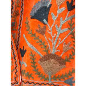 Indian Boho Style Reversible Quilted Suzani Velvet Embroidered <b>Jacket</b> Varsity Outerwear Coat Short Length XL for Spring Autumn - Product Image 5