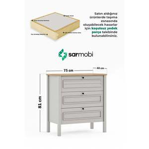 ตู้ลิ้นชักไม้สไตล์โมเดิร์นคันทรี 3 ชั้น ยี่ห้อซาร์โมบี ไทก้า ดีไซน์แบบตั้งพื้น เป็นมิตรกับสิ่งแวดล้อม พร้อมอุปกรณ์อะลูมิเนียมอเนกประสงค์ - Product Image 4