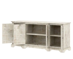 Meuble console vintage moderne, buffet en teck massif sculpté à la main, 3 portes, meubles en bois faits à la main en Indonésie, bois de Java - Product Image 3