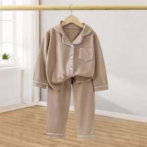 Conjunto de ropa infantil unisex informal de invierno, camiseta de pijama de manga larga, ropa de dormir a cuadros de algodón, ropa cómoda para niños y niñas para estar en casa - Product Image 4