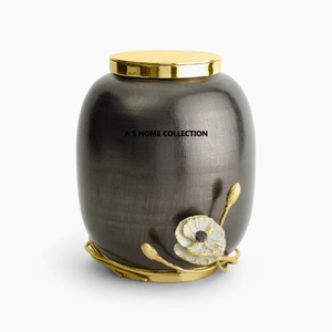 Forma única diseño de lujo decorativo latón esmalte acabado urnas para adultos para cenizas - Product Image 2
