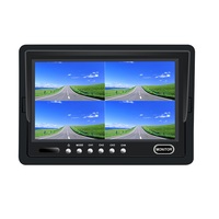 Kit de moniteur quadruple AHD 1080P 7 pouces | Écran partagé | Système de caméra de recul étanche IP69K | Connecteur aérien 4 canaux pour flotte de camions et bus