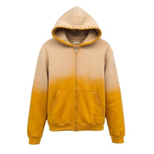 Glory Nouveau Design Sweat à Capuche Zippé en Molleton Bouclette Épais en Coton Coupe Oversize pour Homme, Personnalisé, Effet Délavé Vintage et Strass - Product Image 1