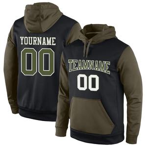 Directo de la industria al por mayor 3D bordado personalizado cosido negro Oliva-blanco deportes pulóver Sudadera con capucha - Product Image 1