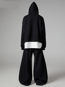 Sudadera con capucha y cremallera para hombre, pantalones de chándal de gran tamaño, conjuntos para correr, venta al por mayor, chándal holgado con cremallera para hombre - Product Image 2