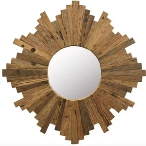 Espejo de baño redondo de diseño moderno de alta calidad de Azora Industries, colgante de pared con marco de madera maciza, decoración del hogar - Product Image 2