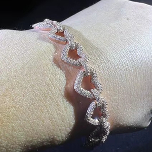 Cœur glacé personnalisé pour bracelet 27mm Moissanites VVS1 testeur de diamant en argent sterling 925 massif Hip Hop bracelets porte-bonheur à la mode - Product Image 1