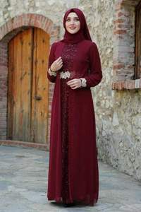 Dernier créateur Modeste Jalabiya Kaftan élégante longue robe de soirée inspirée de la Turquie Nouveaux vêtements islamiques en mousseline de soie inspirée de Dubaï - Product Image 2