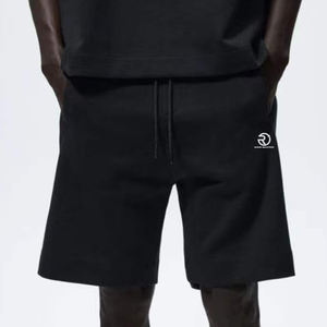 Pantalones cortos de hombre de algodón con cintura elástica y forro polar para hombre con logotipo personalizado OEM, pantalones cortos lisos con patrón de estilo informal y bolsillos de tallas grandes para hombre - Product Image 2