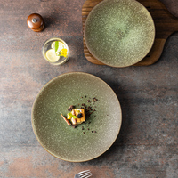 Assiettes de service en céramique YAYU, style rétro naturel thaïlandais, en porcelaine, vertes, pour restaurant