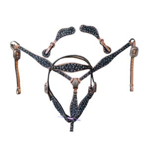 Vente en gros OEM Western Equestrian Argentine Cuir de vache Cheval Headstall et cuirasse Turquoise Pierres précieuses décorées Combo Set - Product Image 1