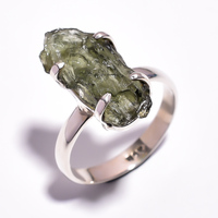 Bague en moldavite naturelle 925 argent sterling bagues en gros fabricant de bijoux fins faits à la main