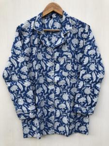 Pyjama en coton fleuri fait main, ensemble de pyjama en coton imprimé à la main, tenue de nuit indienne florale en coton - Product Image 3