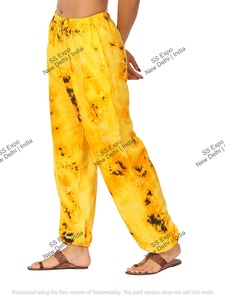 Pantalon sarouel à ballon droit Tye-Dye taille libre pour femmes Satin Hippy Boho Baggy Streetwear fermeture à cordon Logo pantalon d'hiver - Product Image 4