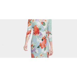 Abito lungo da donna Calvin Klein blu con stampa floreale, effetto avvolgente, taglia XL, traspirante, con vita naturale, ideale per la primavera - Product Image 2