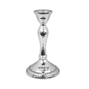 Plateau de conception perlé de feuille martelée de luxe de qualité supérieure accessoire décoratif pour la maison support à deux chandeliers finition nickel pour noël - Product Image 2