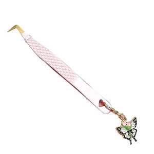 Labubu Nuevo estilo Durable Recubrimiento en polvo Rosa Pinzas para pestañas de acero inoxidable Mango de corazón de 45 grados Pestañas de Punta lisa - Product Image 5