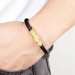 मेनेम थोक चीनी ड्रैगन हेड गोल्ड प्लेटेड ट्रेंडी अद्वितीय ब्राएडेड चूड़ियों पुरुषों के लिए उच्च अंत ठंडा क्लासिक सर्वश्रेष्ठ उपहार - Product Image 3