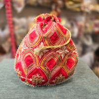 Magnifique sac Potli brodé de perles, cadeau de mariage indien, pochette décorative pour cadeaux de fête et de remerciement