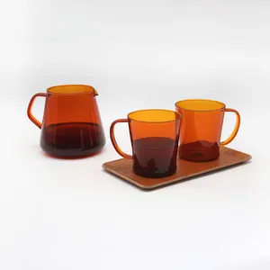 Olla de servidor de café de vidrio ámbar 300ml / 600ml para verter sobre café