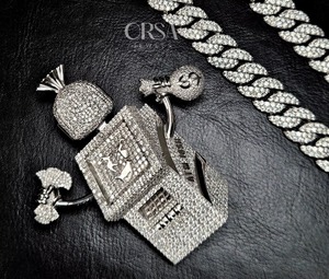 Colgante de diamante personalizado de la mejor calidad, joyería de Hip Hop de moda para hombres en plata 925, colgante de cajero automático personalizado con diamante de moissanita - Product Image 1