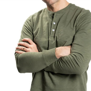 Vente en gros 100% coton T-shirts pour hommes col rond manches longues Logo personnalisé anti-boulochage Ringer Fit Short Design de mode de haute qualité - Product Image 6