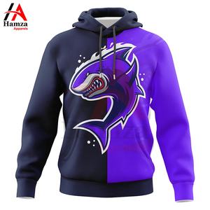 Sudadera con capucha elegante con diseño de tiburón y bloque de color para hombre, mezcla de algodón, 280 GSM, ajuste clásico, capucha con cordón, ropa informal, sudaderas con capucha - Product Image 3