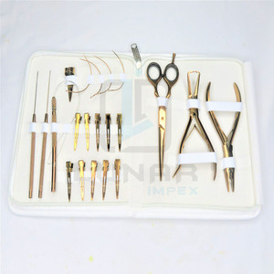 Ensemble de Salon de coiffure en or Rose pince d'extension de cheveux Micro anneau Kit d'outils comprend une aiguille de traction boucle Extension de cheveux Clips de coupe de cheveux - Product Image 2