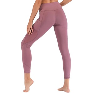 Women Mesh Panel Yoga <b>Leggings</b> <b>with</b> Side <b>Pockets</b> – Wholesale Activewear Fitness Workout Pants <b>with</b> Custom Logo Service - Product Image 4