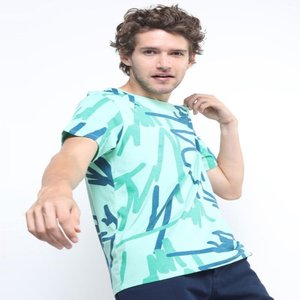 T-shirt col rond imprimé abstrait pour hommes Coton Longueur régulière Col rond Manches courtes Vêtements tissés pour hommes Fabriqués en Inde - Product Image 4