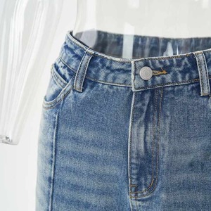 High Street Women Baggy Jeans Pantalones High Rise Multi Pockets Faded Washed Denim Wide Leg Cargo Jeans - Product Image 6