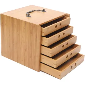 Elegante resistente al por mayor caja de té de madera larga juego de regalo caja de té verde organizador café té comida exhibición artesanía embalaje precio bajo - Product Image 6