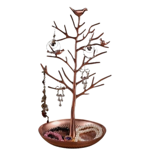 แท่นวางเครื่องประดับสำเร็จรูปสีทองพร้อมดีไซน์ต้นไม้สำหรับการแสดงเครื่องประดับทั้งต่างหูและสร้อยคอ - Product Image 4