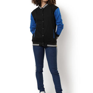 Blouson bomber à manches longues respirant personnalisé pour femmes Automne Hiver Grande taille Tissu imprimé en laine Col montant Broderie extérieure - Product Image 5