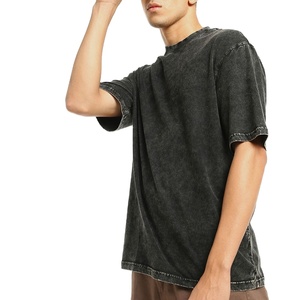 Men Acid Wash T Shirt Vintage Washed Cotton Oversized Tee Streetwear Casual Summer Lightweight OEM Supply - Product Image 1
