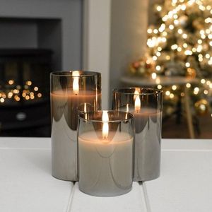 Led Flameless Candle Real Wax Glass Jar Flickering Moving Wick Wedding Home Decoration Battery Operated Luxury Warm White Bright - Product Image 2