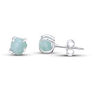 Boucles d'oreilles en pierre de naissance de décembre faites à la main pour femmes clous d'amazonite classiques 5-7mm véritable pierre précieuse plaqué or Rose bijoux cadeaux - Product Image 4