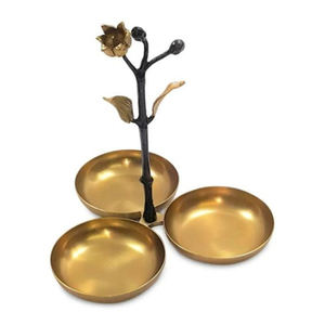 Bol à en-cas rond en chocolat fait à la main en laiton plaqué or, parfait pour les grands mariages et les événements spéciaux et les articles de cuisine - Product Image 6