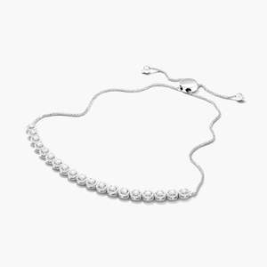 Hermosas Pulseras de Plata de Ley con Diamantes Redondos Cultivados en Laboratorio, Certificados por IGI, Regalo Elegante y Moderno para el Día de San Valentín - Product Image 5