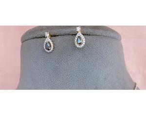 Stylish Best Quality <b>Silver</b> Polish With CZ Stones Look Pendent <b>Set</b> <b>Necklace</b> with <b>Earrings</b> for Women for Party Wear For Women - Product Image 3
