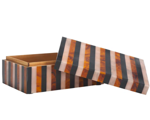 กล่องเครื่องประดับทำด้วยมือทำจากเรซินสองชุดพร้อมฝาปิดสีงานฝีมือธรรมชาติทรงสี่เหลี่ยมผืนผ้าเก็บของเน้นสำหรับตกแต่งบ้านสีน้ำตาลดำ - Product Image 4