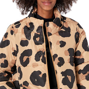 Wholesale Women's Trendy Satin Puffer Jackets with <b>Leather</b> Breathable and Printed Features Warm for Casual <b>Outfits</b> Winter Wear - Product Image 4