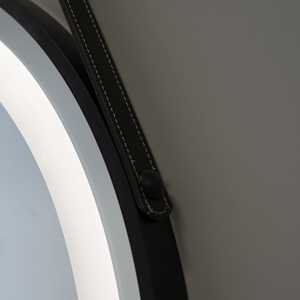 Espejo LED Redondo Retroiluminado de 60 cm con Marco Negro y Correa - Product Image 4