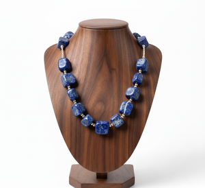Collier en argent tibétain 925 de haute qualité de 18 pouces pour femmes, perles de lapis-lazuli d'eau douce, élégant, tendance, fait à la main, cadeau - Product Image 2