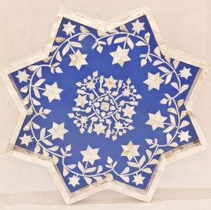 Bandeja de servicio de nácar clásica hecha a mano, diseño único en forma de estrella para cocina, hogar o Hotel, bandeja con incrustaciones de fregona de tamaño personalizado - Product Image 1