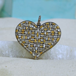 Colgante de corazón hecho a mano para mujer, de plata 925 sólida, regalo para su corazón de diamante, amor, 30x40 MM - Product Image 2